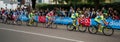 Milan, Italy 31 May 2015; Group of Professional Cyclists in Milan accelerate and prepare the final sprint Royalty Free Stock Photo